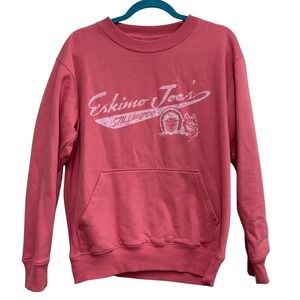 Eskimo Joe's Stillwater Sweatshirt M Coral Pink Graphic Kangaroo Pocket